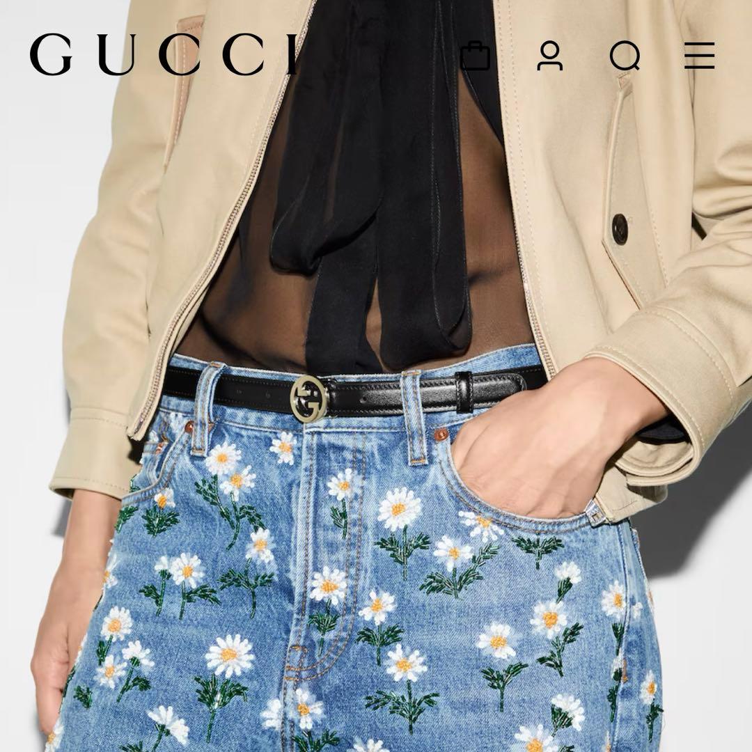 【新品未使用】GUCCI グッチ ブロンディスリムベルト　ライトゴールド 690557_0YA0G_1000_001_100_0000