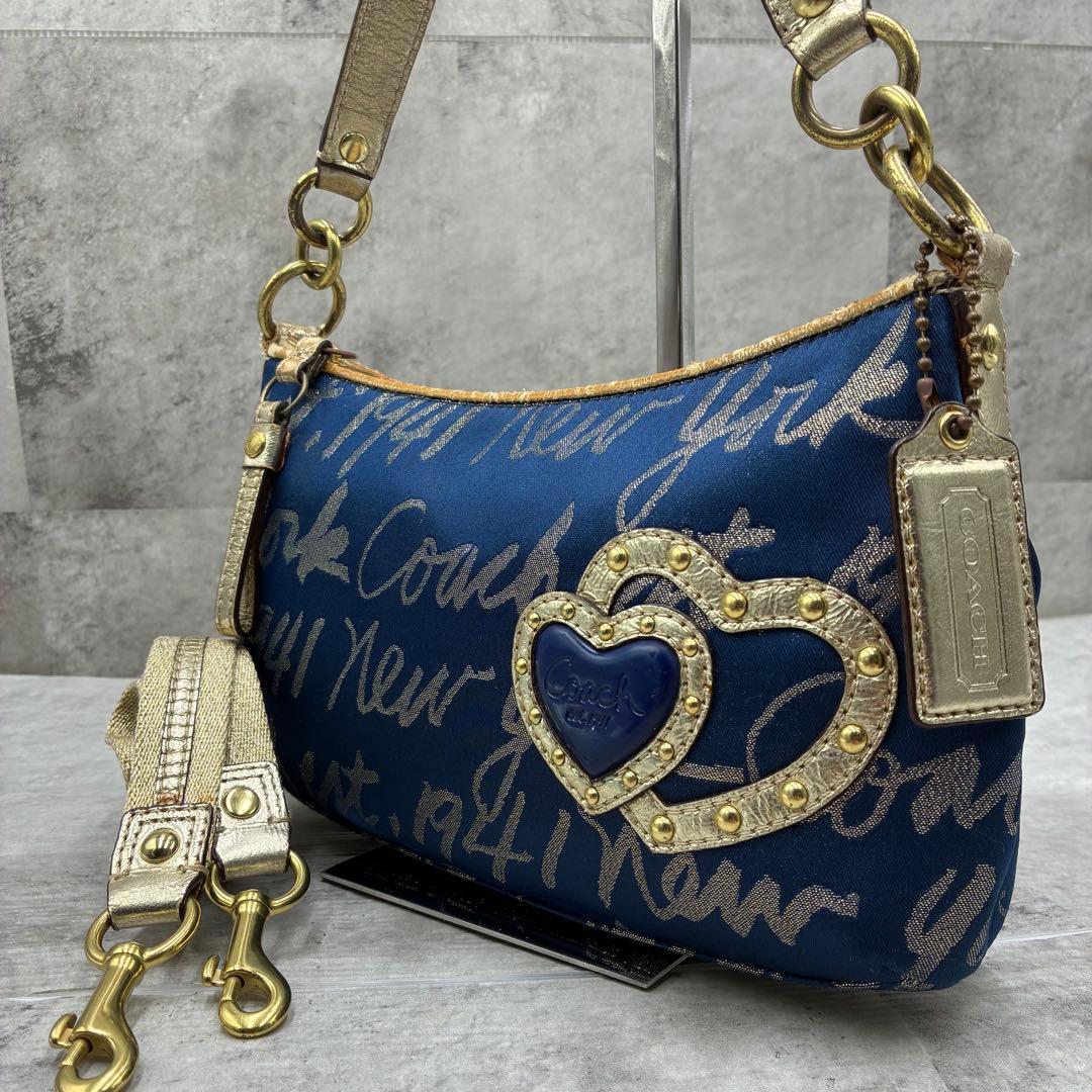 ✨美品✨コーチ ポピー ショルダーバッグ 2way ハート スクリプトロゴ