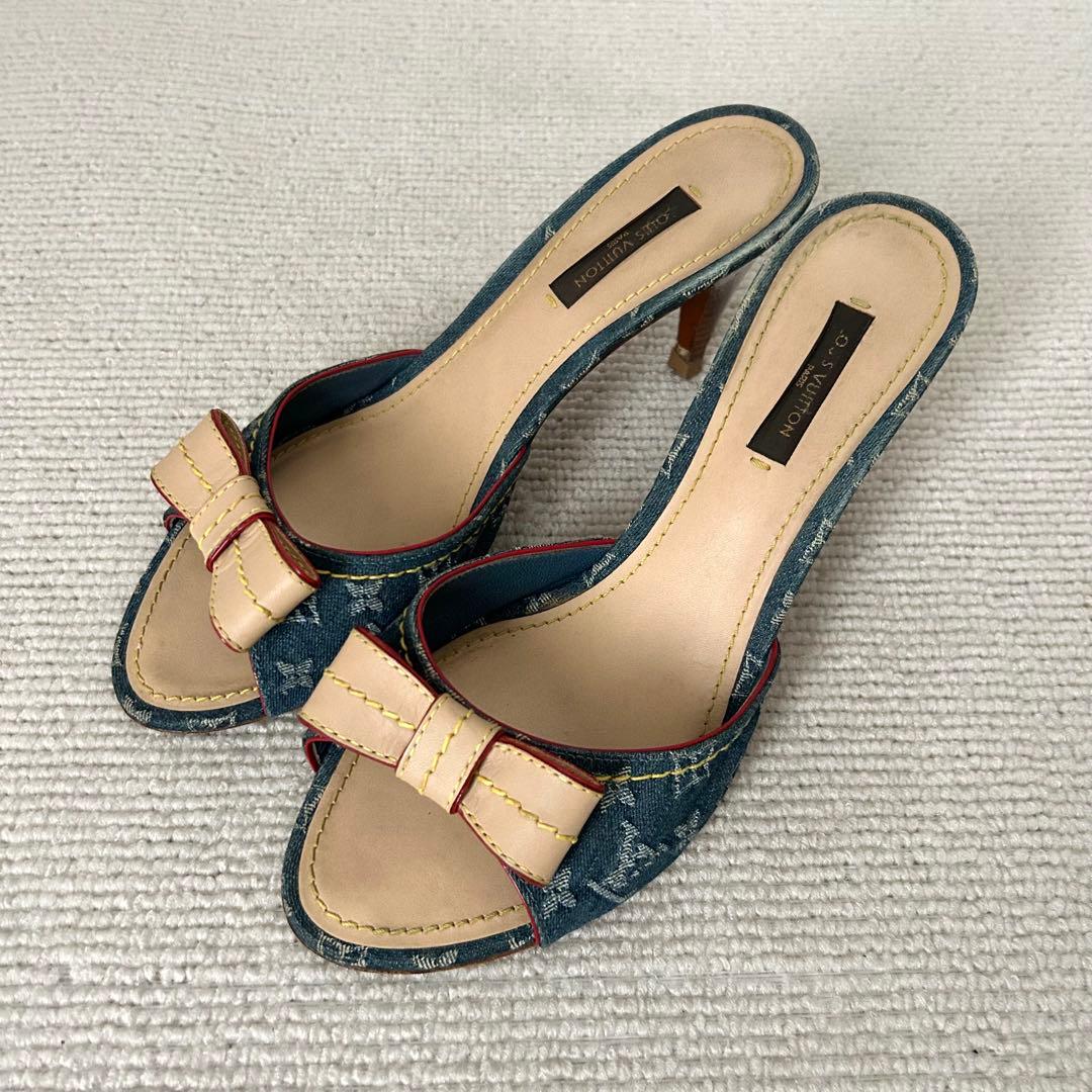 ルイヴィトン ミュール サンダル デニム モノグラム 24.5cm