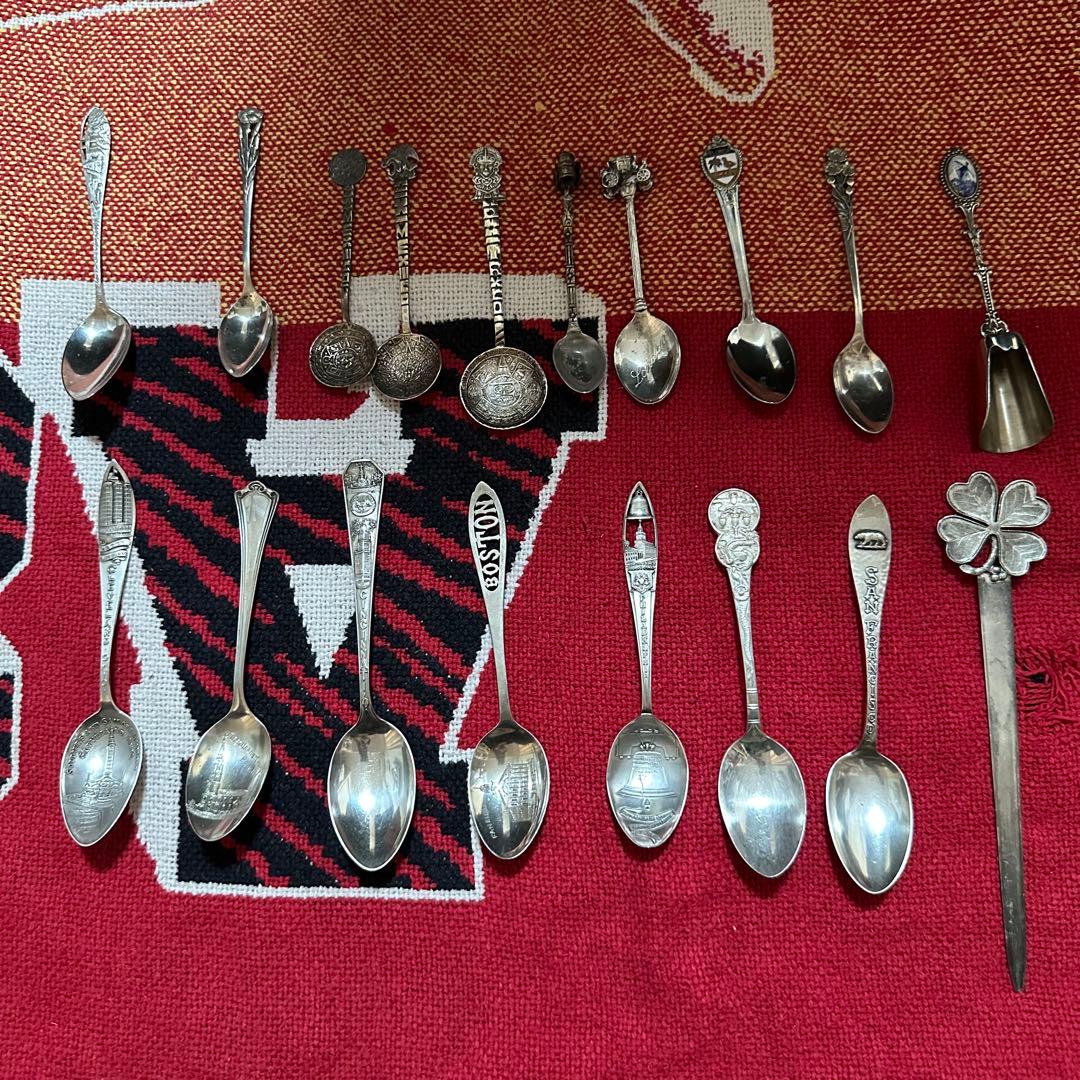 【純銀】スターリングシルバー スーベニアスプーン セット まとめ売り 銀製 純銀 SILVER 800 銀製 銀盃 銀杯 スーベニア スプーン 6点 全て刻印