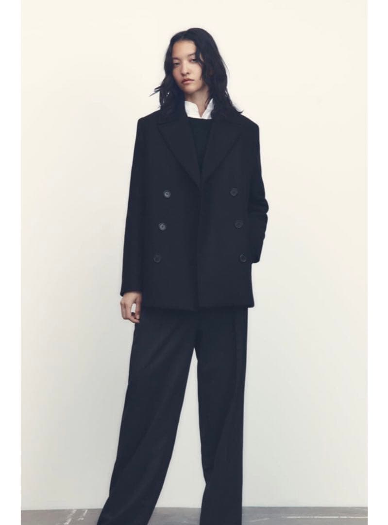 最終値下 ZARA Pコート アウター ベーシック ブラック 黒 XS 新品