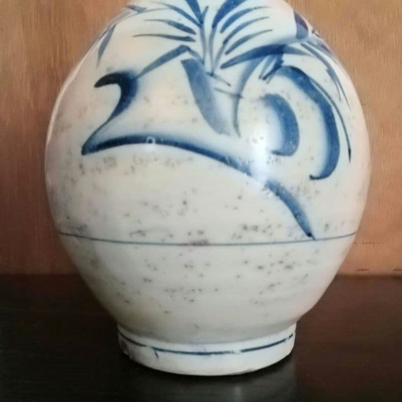 古伊万里 大徳利 染付け 江戸 明治 和骨董 雨垂れが景色です