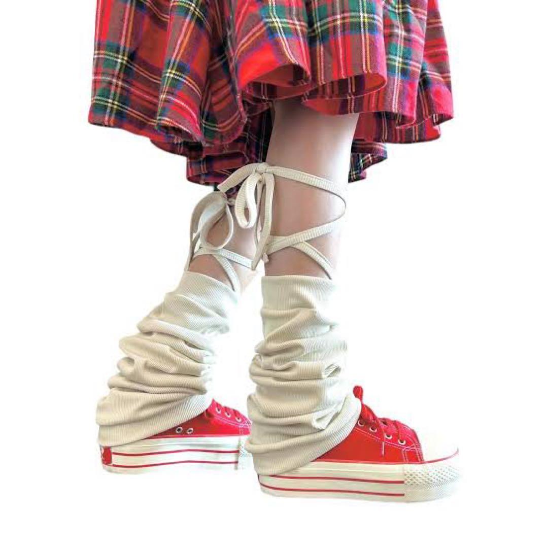 heihei レッグウォーマー リボン ホワイト - メルカリ