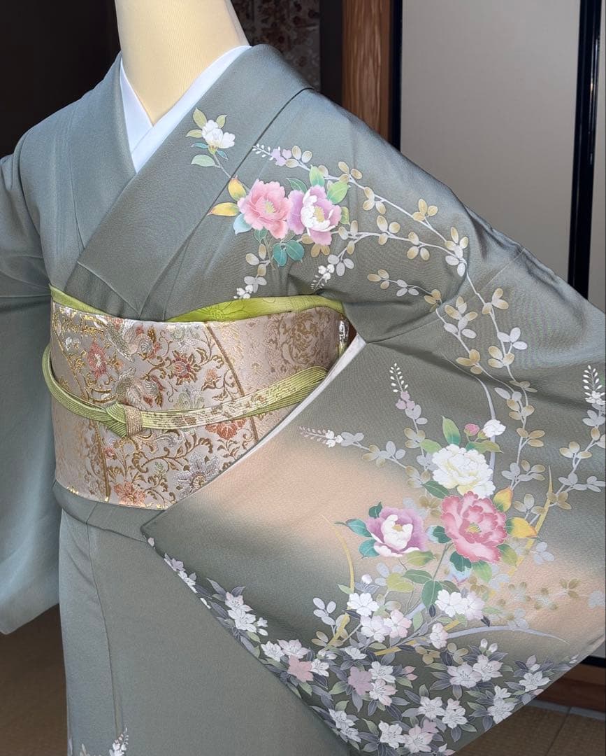正絹華やかな訪問着4点フルセット 訪問着 袋帯 帯締め帯揚げ - メルカリ