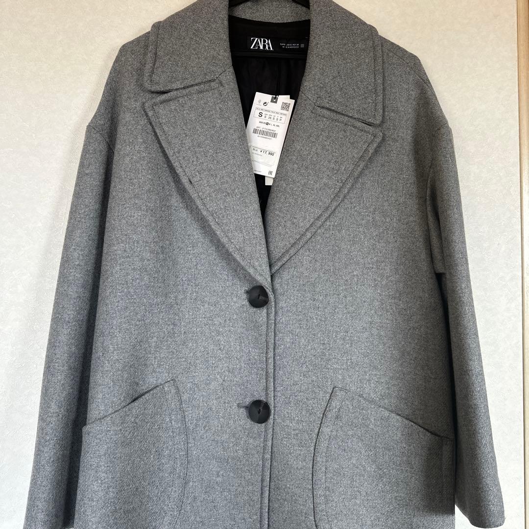 ZARA コート ウール オーバーサイズコート グレー 新品未使用タグ付き