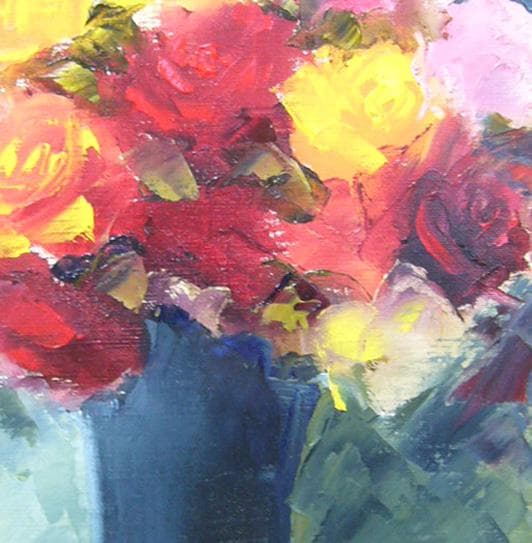 絵画 油絵 青木今陽 肉筆油絵 静物画 薔薇の花 - メルカリ