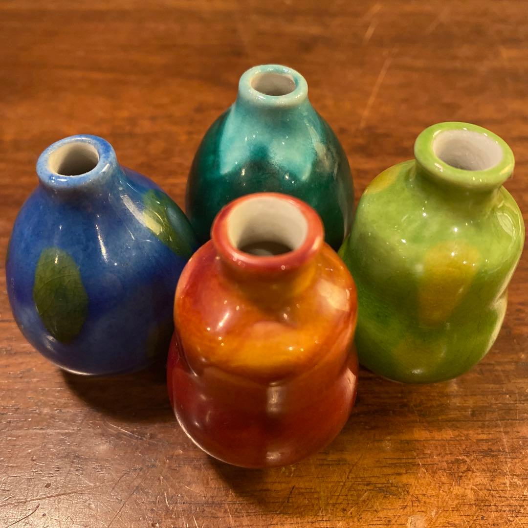 九谷焼 ミニチュアフラワーベース 四点 骨董品 古手 時代物 コレクション
