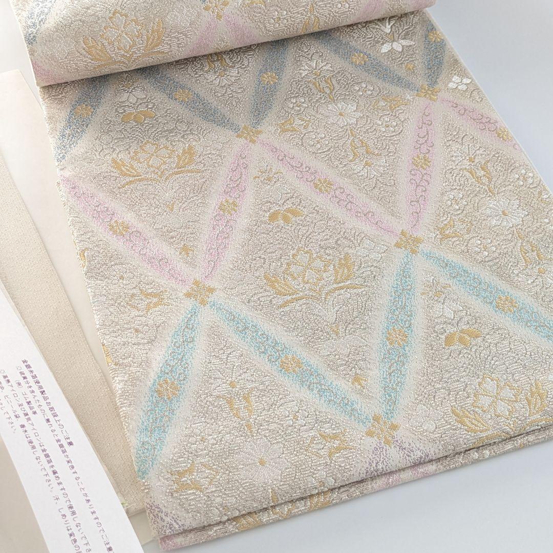 正絹西陣織金華山織螺鈿七宝花菱有栖川謹製高級袋帯 - メルカリ