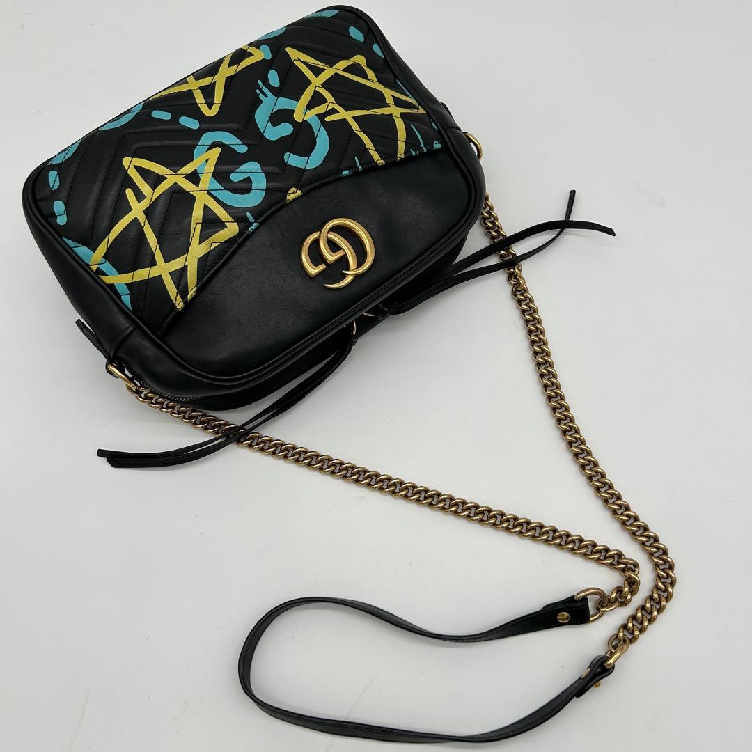 美品】グッチ GG マーモント ゴースト チェーンショルダーバッグ