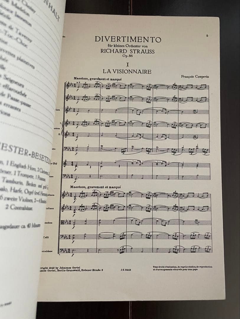 シュトラウス；ディヴェルティメント（クープラン舞曲）op.86