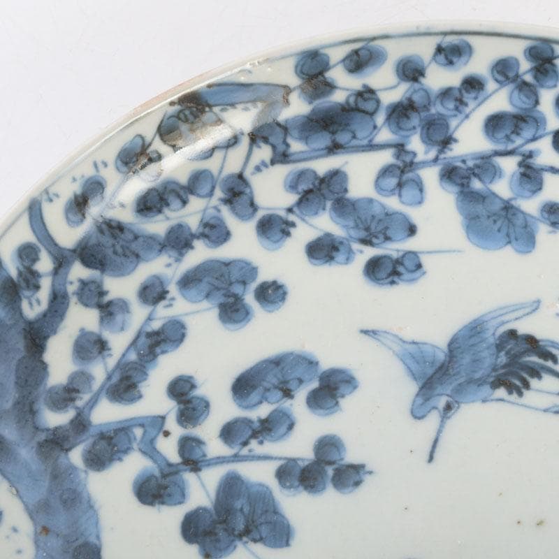 中国 青花 花草鳥文盤 皿 一對 在銘 C 9290 - メルカリ