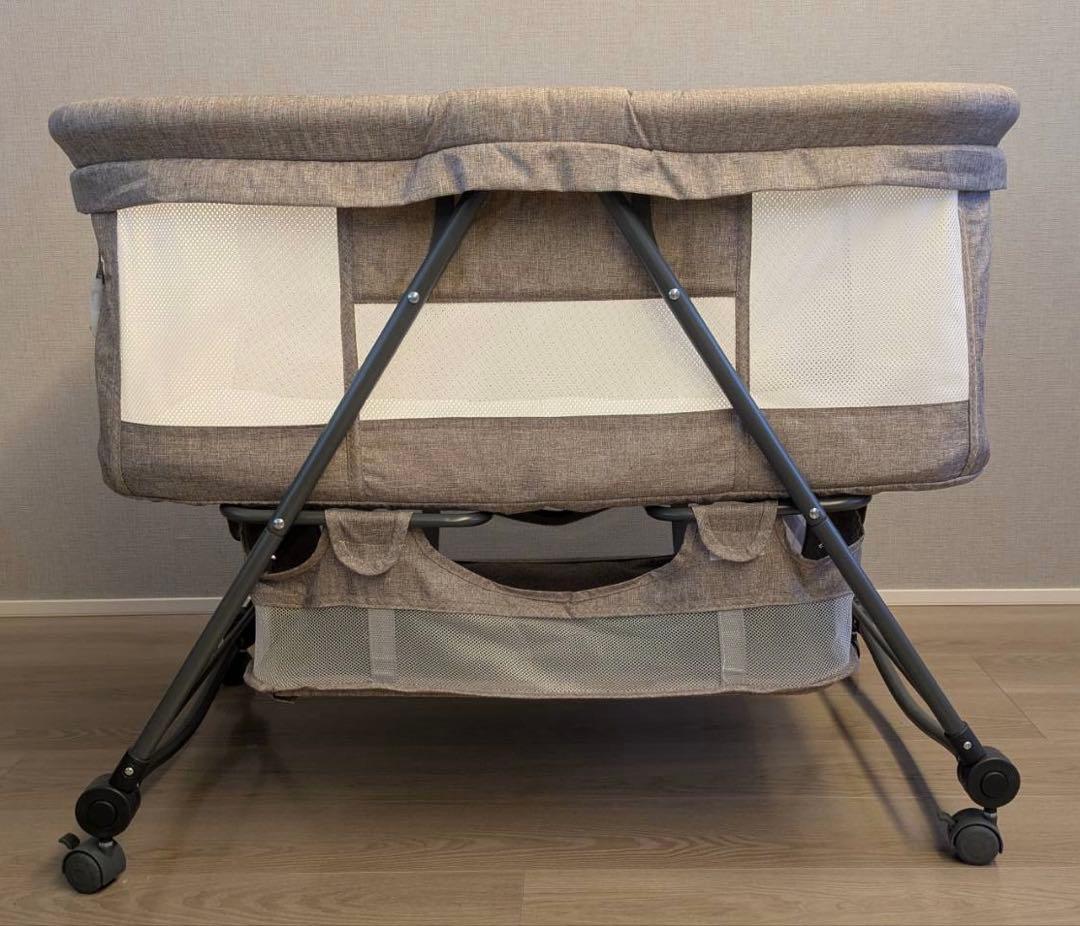 即日発送可】簡易ベビーベッド 移動式 折りたたみ 蚊帳 荷物入れ 収納