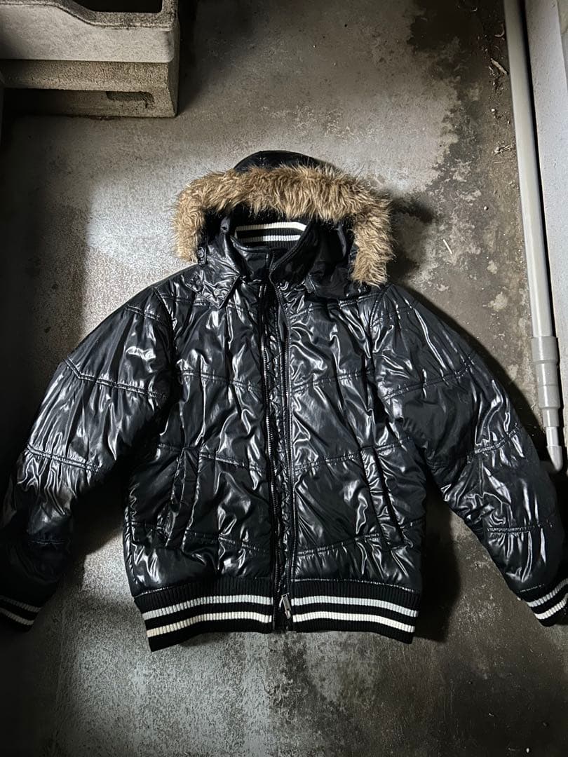 『archive』y2k 早い者勝ち 平成 お兄系 光沢ファーダウン y2k ファーダウンジャケット ギミック 平成 お兄系 光沢 グランジ