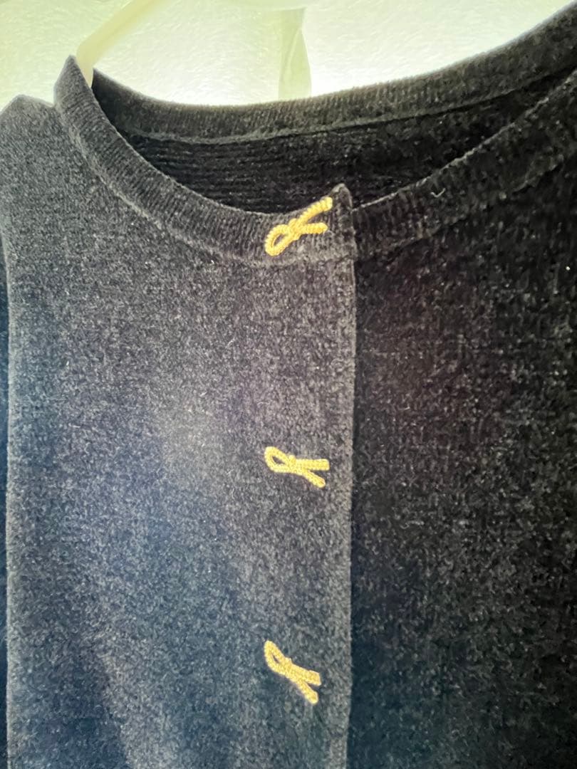 ストロベリーフィールズ シェニールべロア リボン釦カーディガン 未