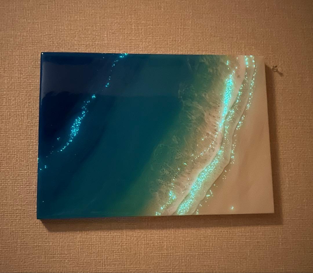 2025蓄光入りオーシャンレジンアートNo.6【A3パネル】 2025蓄光入り