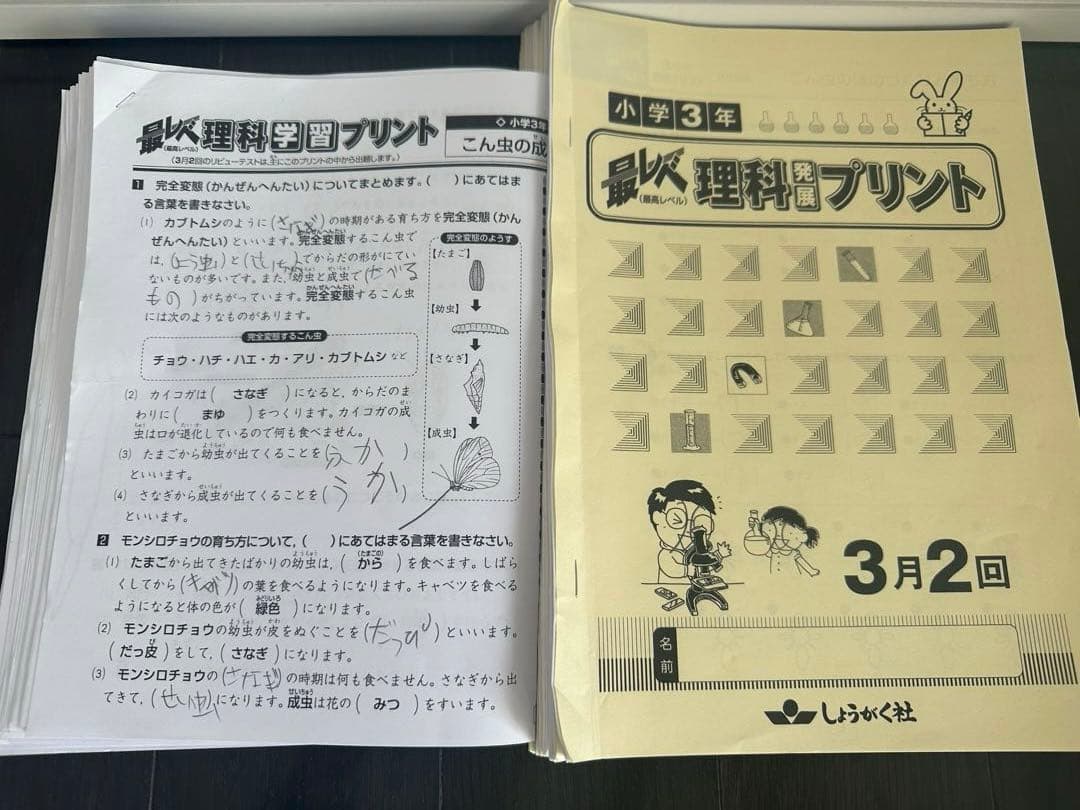 奨学社 小3 理科 1年分 しょうがく社 リビューテスト 実力テスト