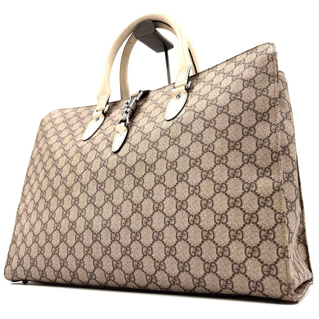 美品 グッチ トートバッグ GGスプリーム ホースビット金具 A4可 ベージュ GUCCI（グッチ） （未使用 展示品）グッチ ホースビット 1955 ラウンド