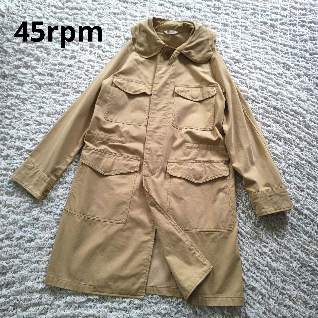 45rpm　コットン　丸襟　モッズコート　比翼　フード付き　ベージュ　2 2WAYモッズコート(ロング)[品番：EMEW0020386]｜earth music&ecology