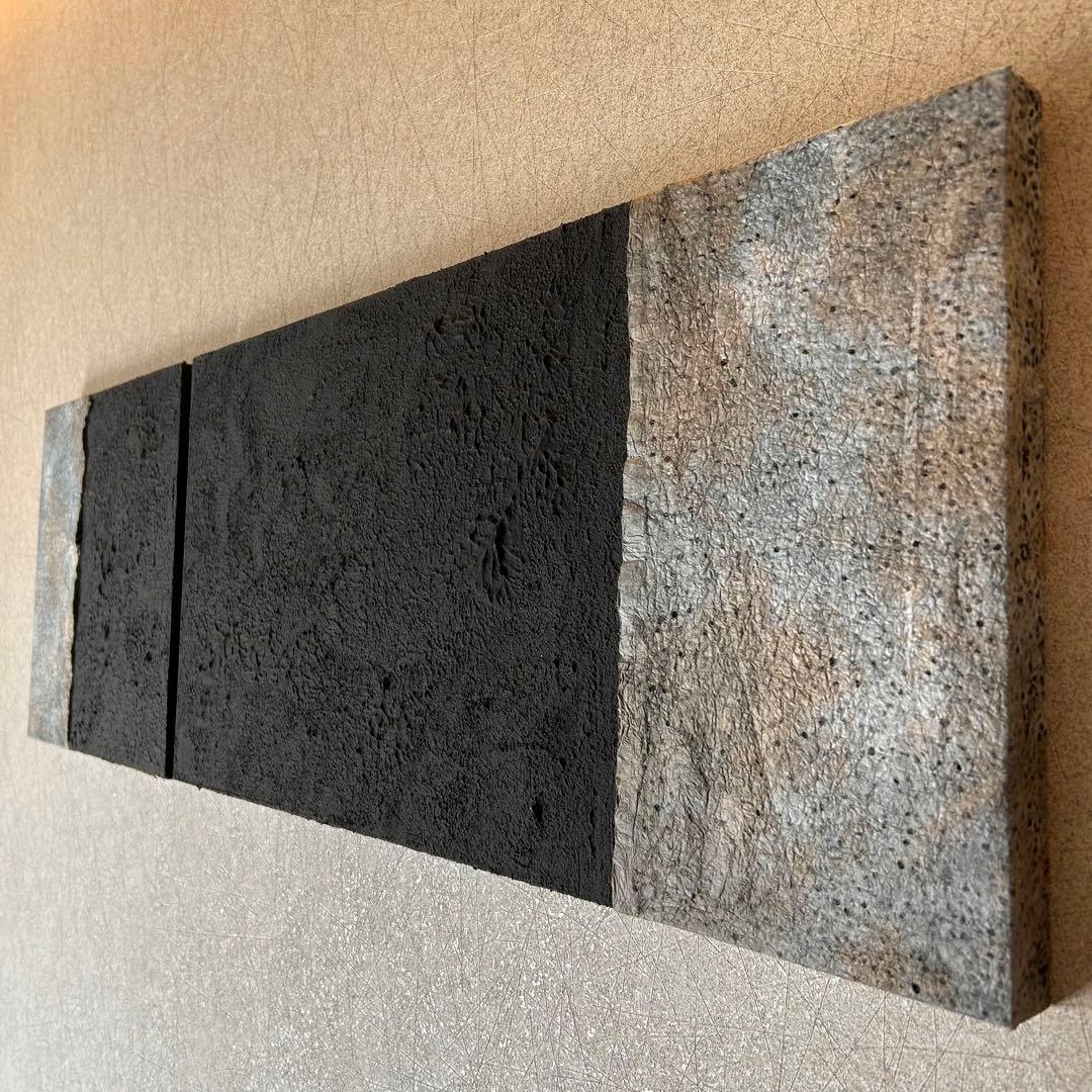 【和紙×漆喰】ファブリックパネル 2枚組 和モダン　アート インテリア　壁掛け 和モダンパネル 3枚セット 2色 小さいサイズ SS シンプル 和柄 和室