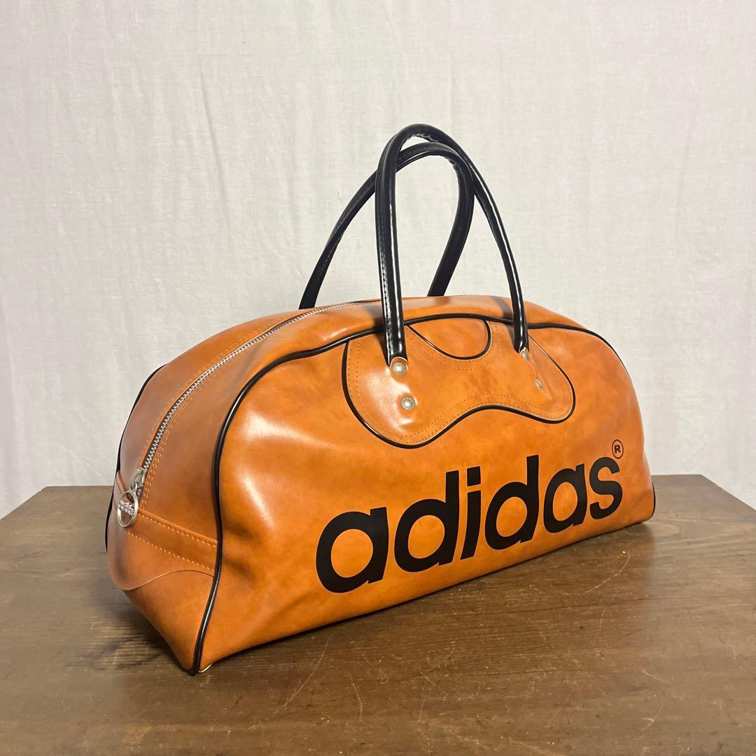 70sビンテージ品◾️adidas アディダス 茶ブラウン ボストンバッグ