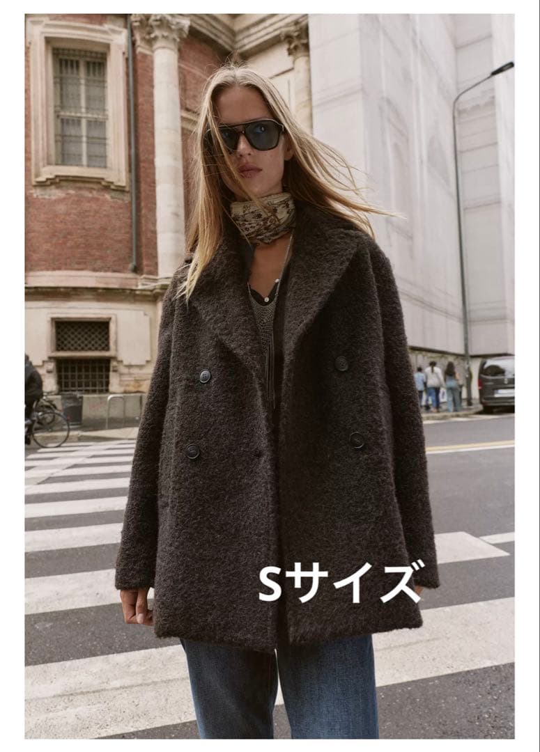 ZARAブークレダブルブレスト ミディ丈コートSサイズ - メルカリ
