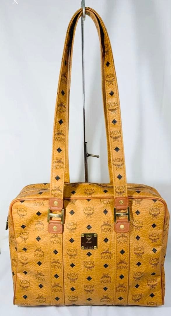 MCM ロゴプリント トートバッグ ベージュ ショルダーバック