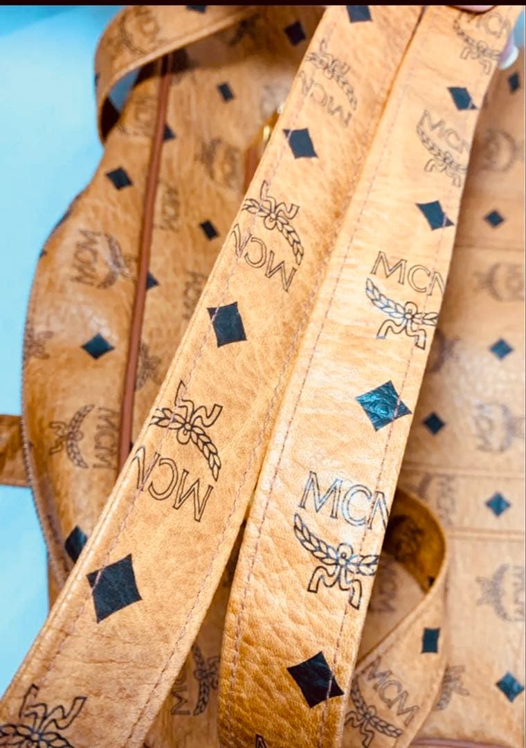 MCM ロゴプリント トートバッグ ベージュ ショルダーバック