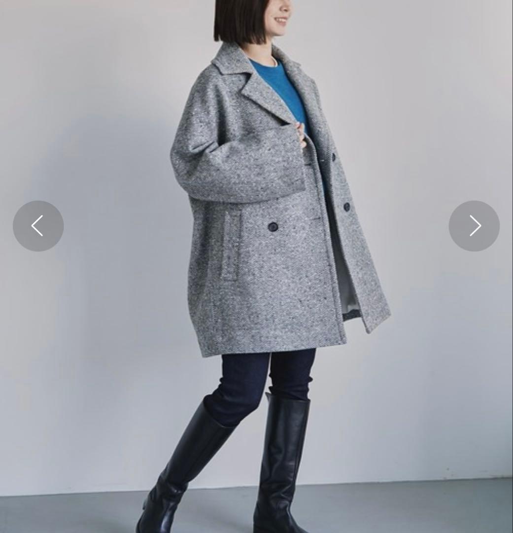 みん様専用【YANUK/ヤヌーク】 ヘリンボーン ボクシーコート 未使用