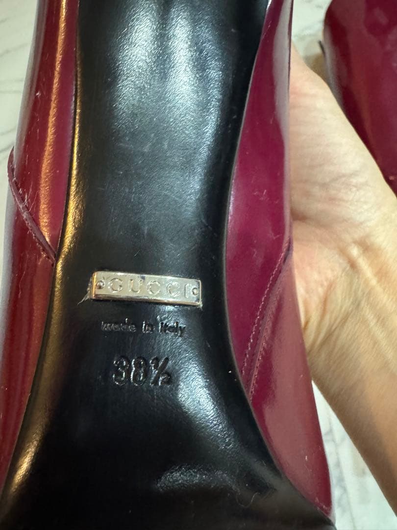 訳あり特価！Gucci バーガンディ ロングブーツ ハイヒール - メルカリ