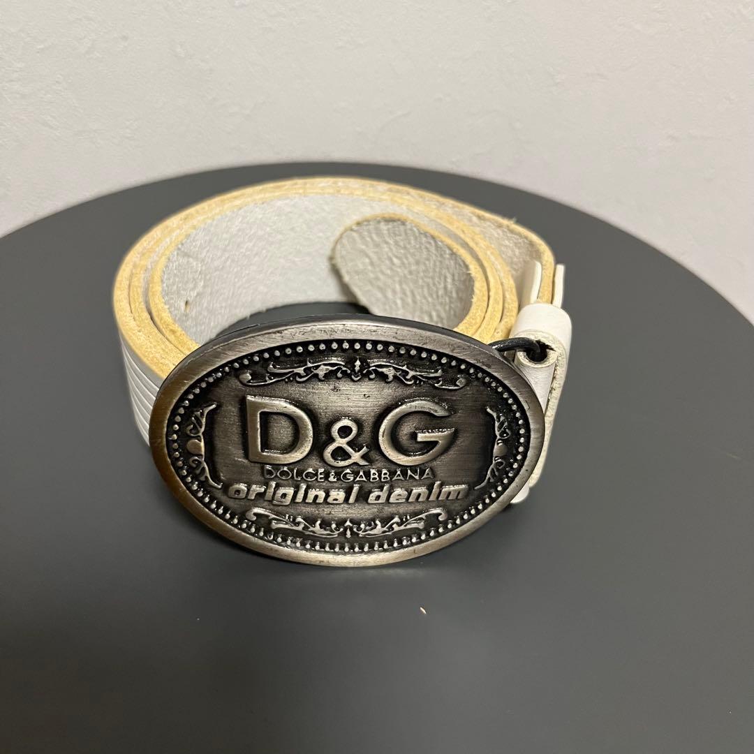 D&G DOLCE＆GABBANA ホワイト 白オリジナルレザーベルト - メルカリ
