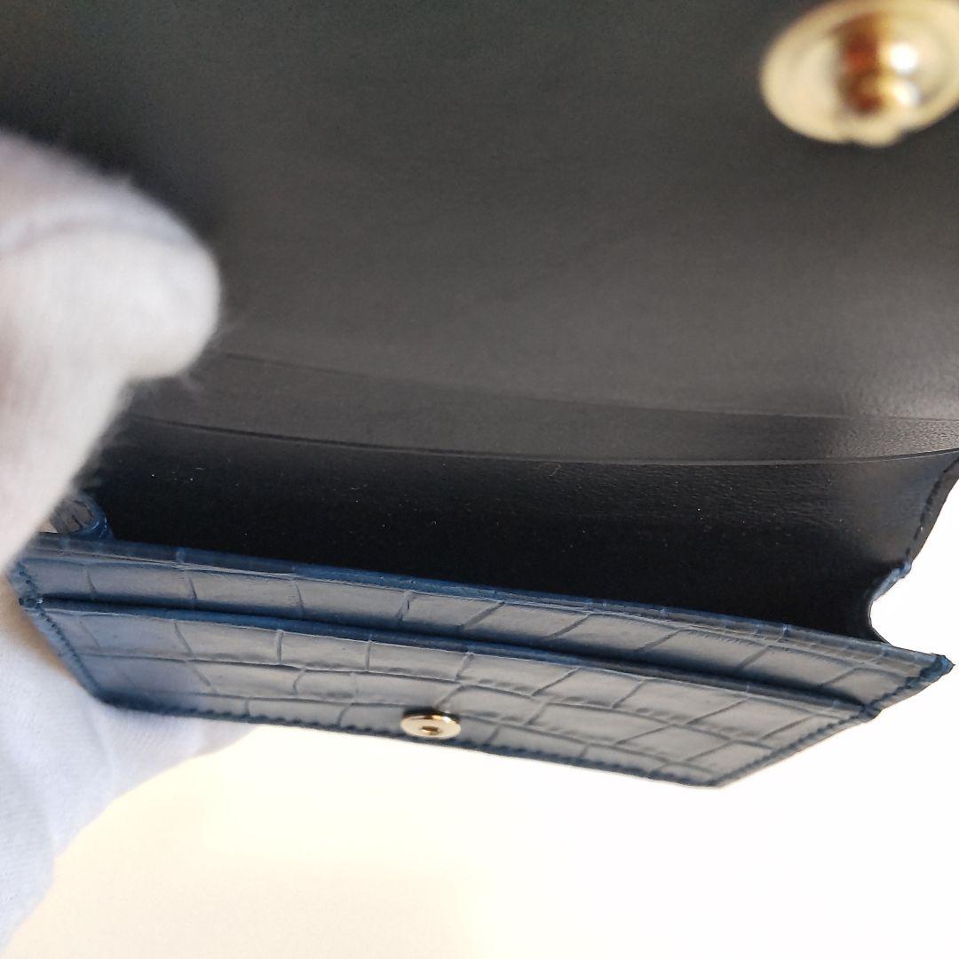 未使用 スマイソン 名刺入れ カードケース クロコ型押し ブルー 箱