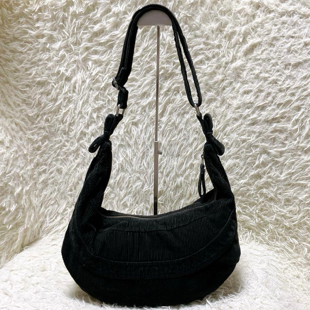 y2k DIESEL ハーフムーンショルダーバッグ コーデュロイ ブラック 希少