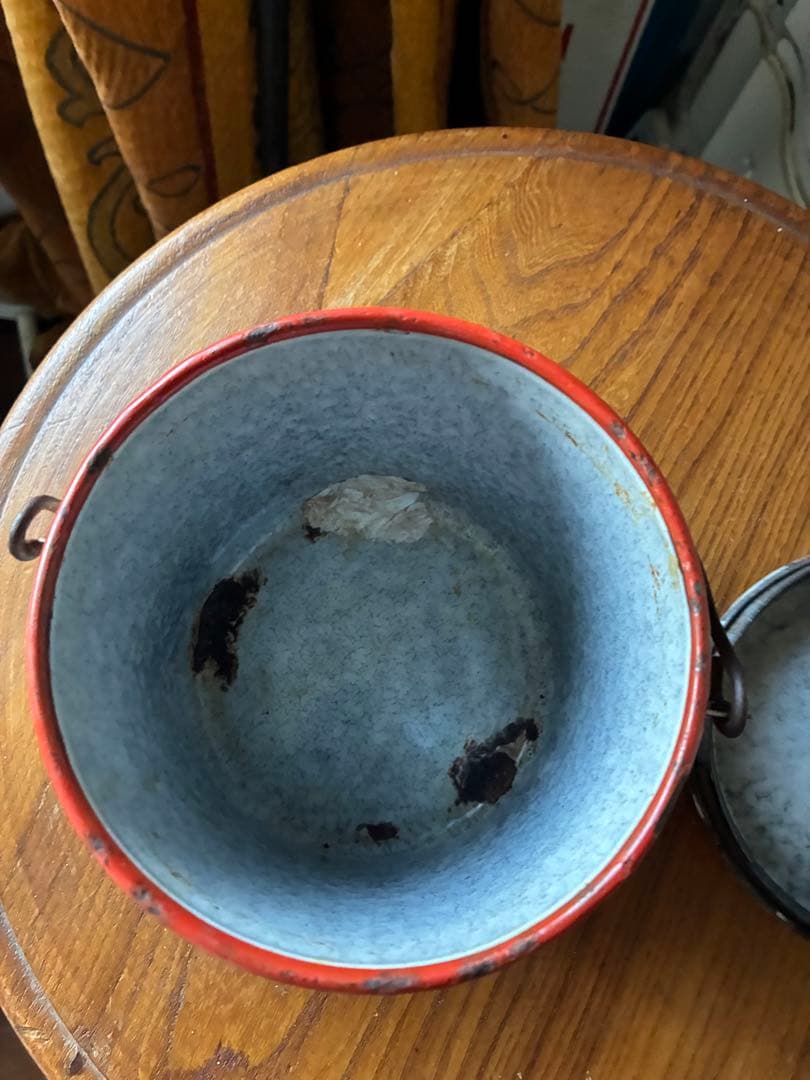 フランス アンティーク ホーロー ストッカー キャニスター ダミエ 市松