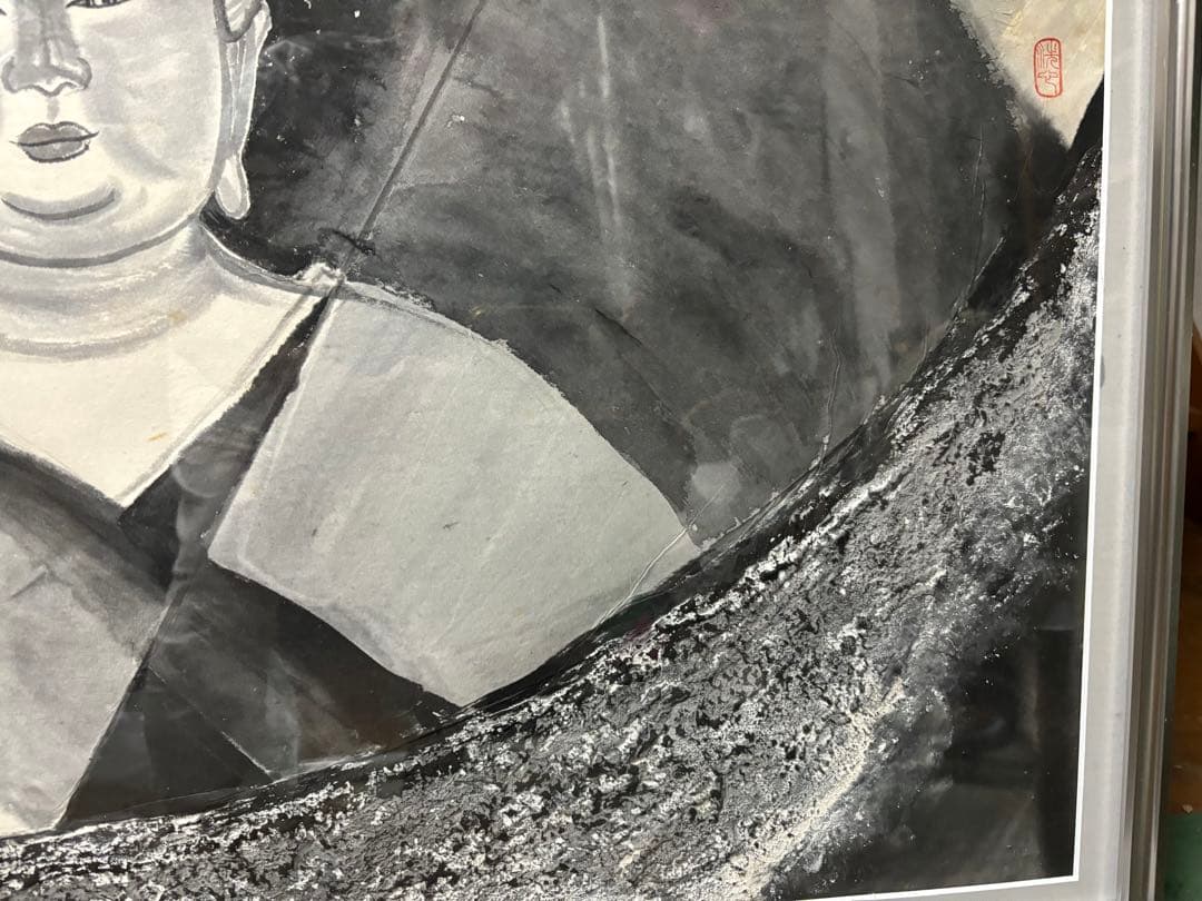 水墨画の天才 福田佳明画伯 「 ザ ，サン 」 お釈迦さま 貴重品 激安