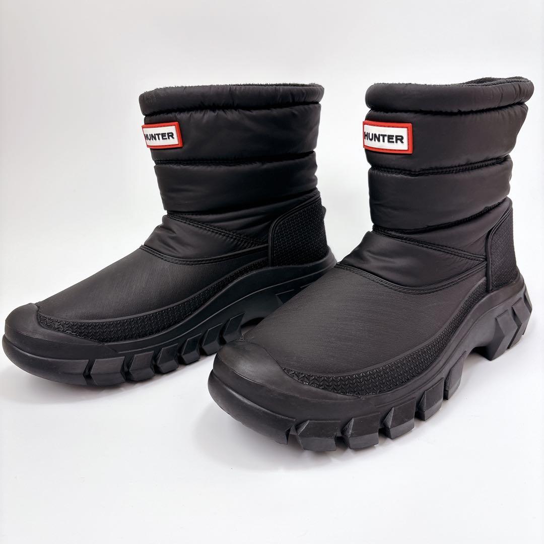 【美品】HUNTER（ハンター）スノーブーツ 24.0cm ブラック アウトドア