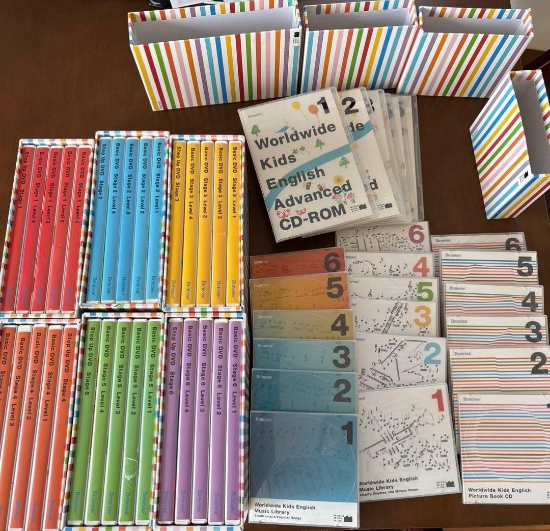 ワールドワイドキッズ　DVD CD CD-ROMフルセット ワールドワイドキッズ DVD CD、絵本セット、親用冊子6冊、 おまけ付き