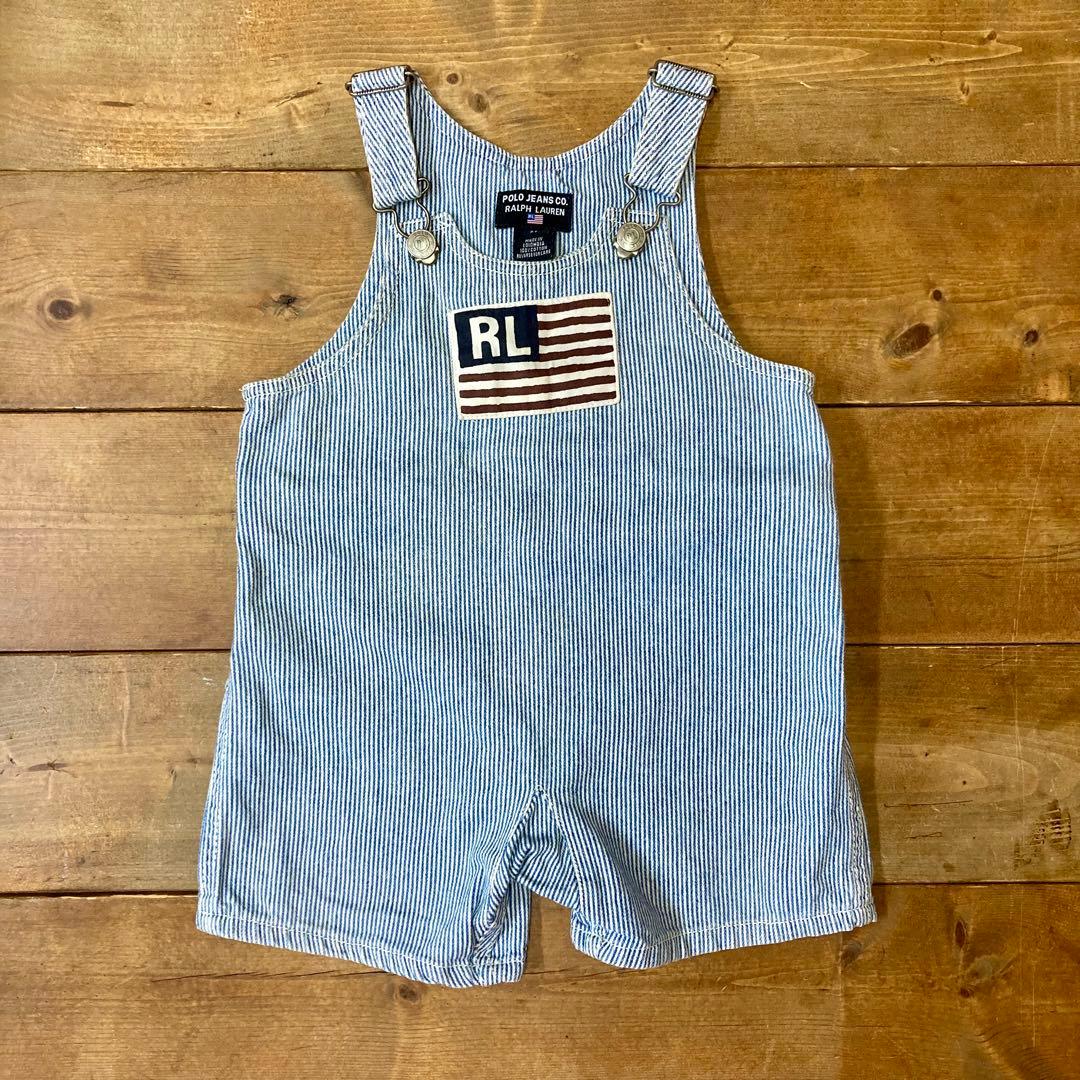 POLO ポロラルフローレン ヒッコリー オーバーオール2T - メルカリ