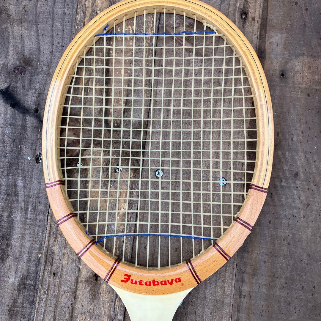 レトロ：テニスラケットFUTABAYA：フタバヤ木製ラケットBLUEVOLLEY
