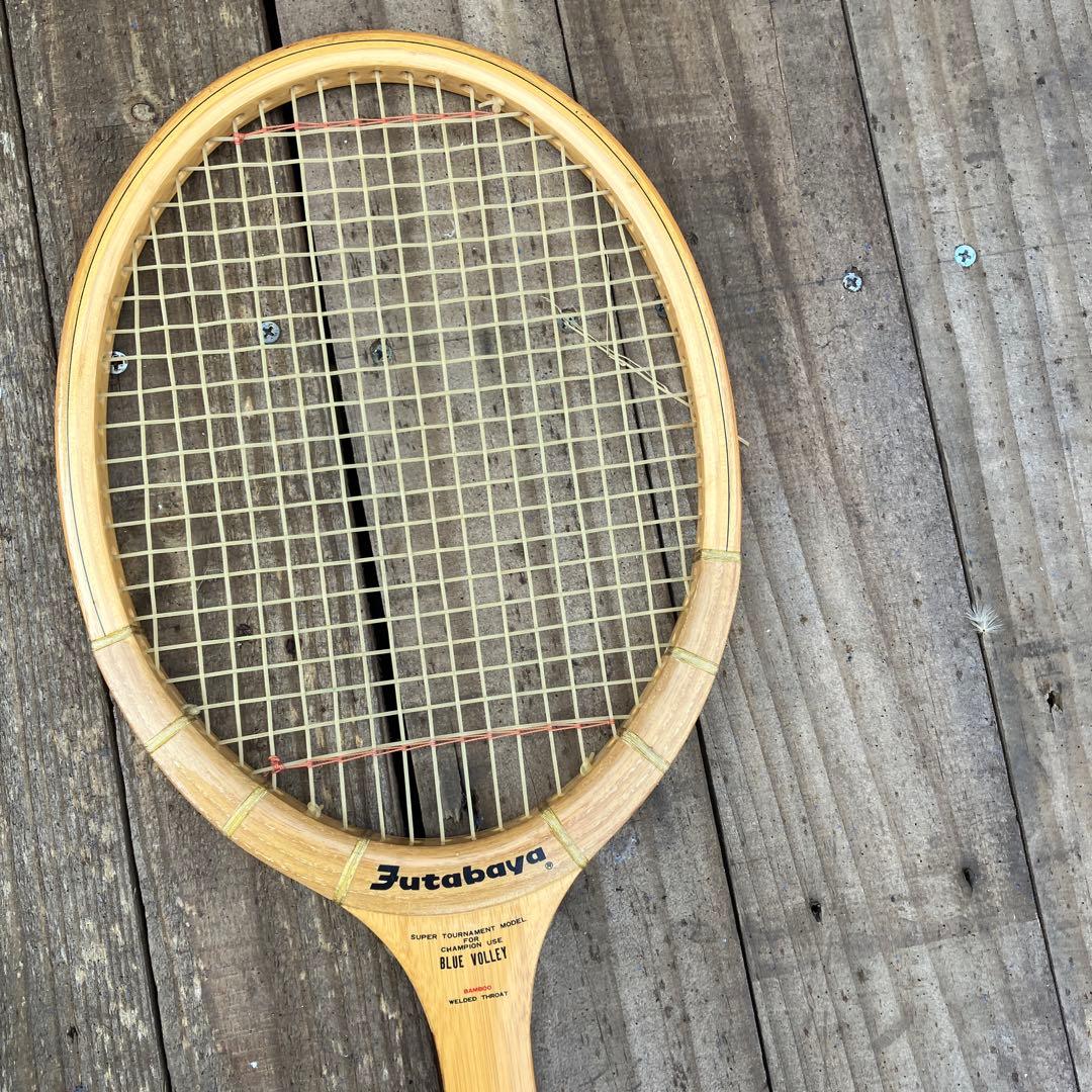 レトロ：テニスラケットFUTABAYA：フタバヤ木製ラケットBLUEVOLLEY