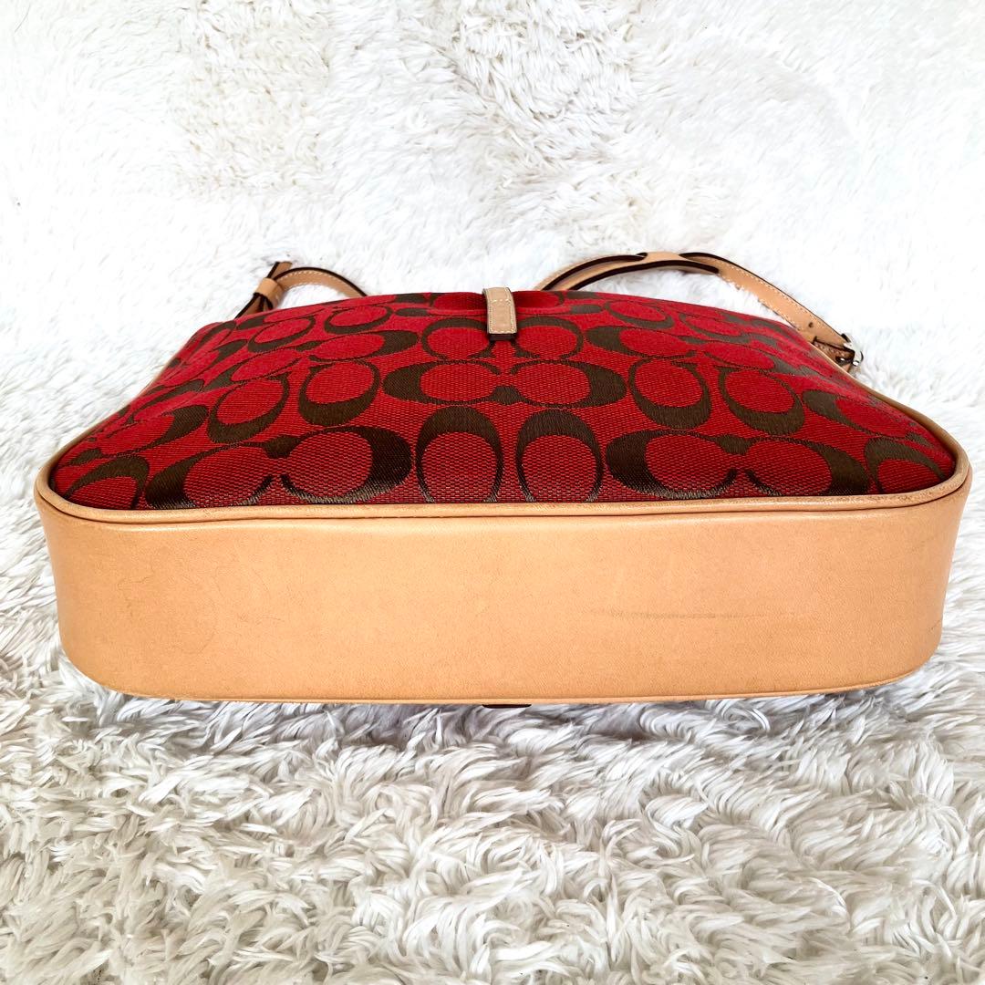 美品】COACH コーチ シグネチャー ショルダーバッグ 6091 レッド系