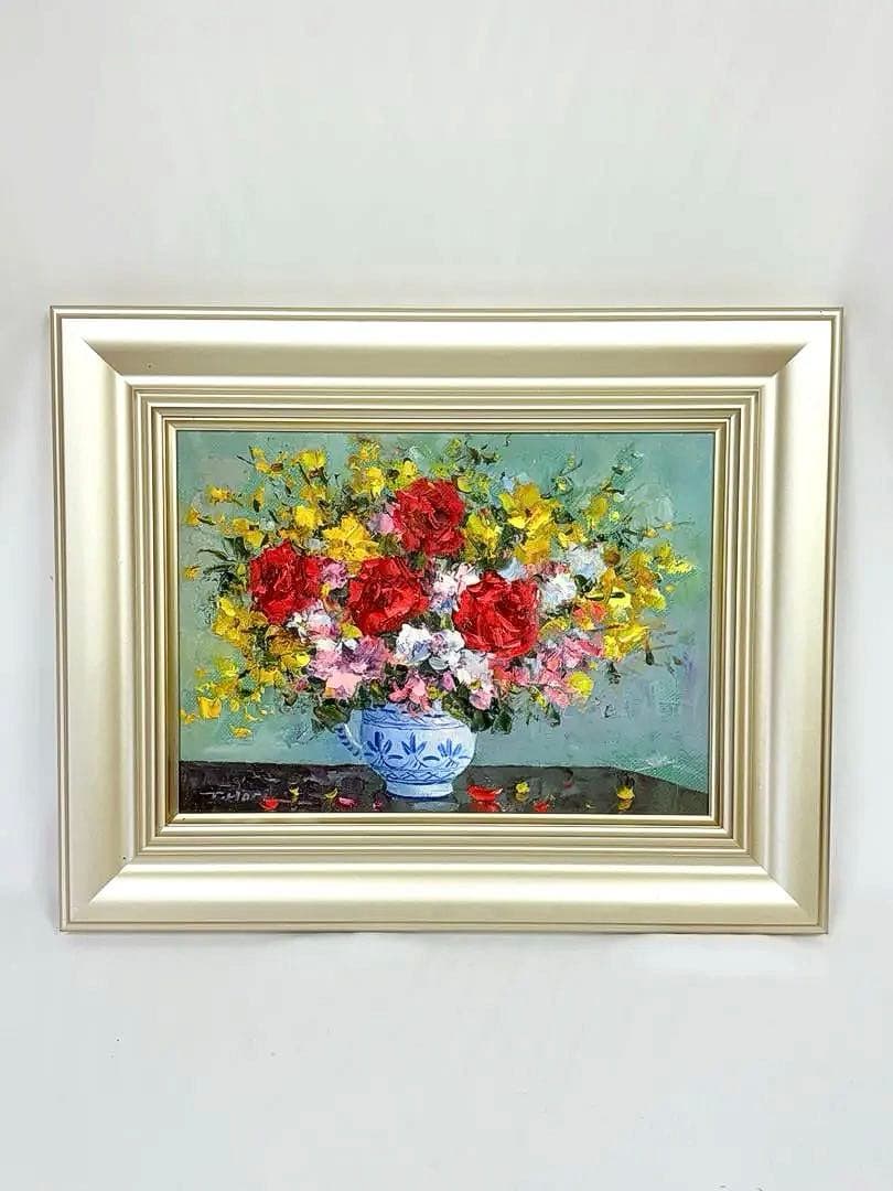 「薔薇」 　堀哲夫 【肉筆】油絵 油彩画 絵画 日本画 アート 花 直筆サイン有 楽天市場】絵画 油絵 ばら （堀哲夫） 送料無料 【肉筆】【油絵】【花