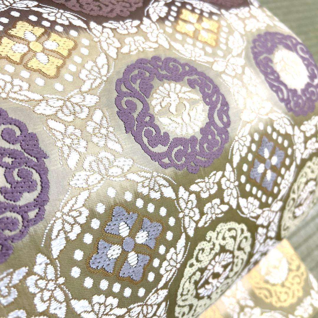正絹　袋帯《刺繍　丸紋様》