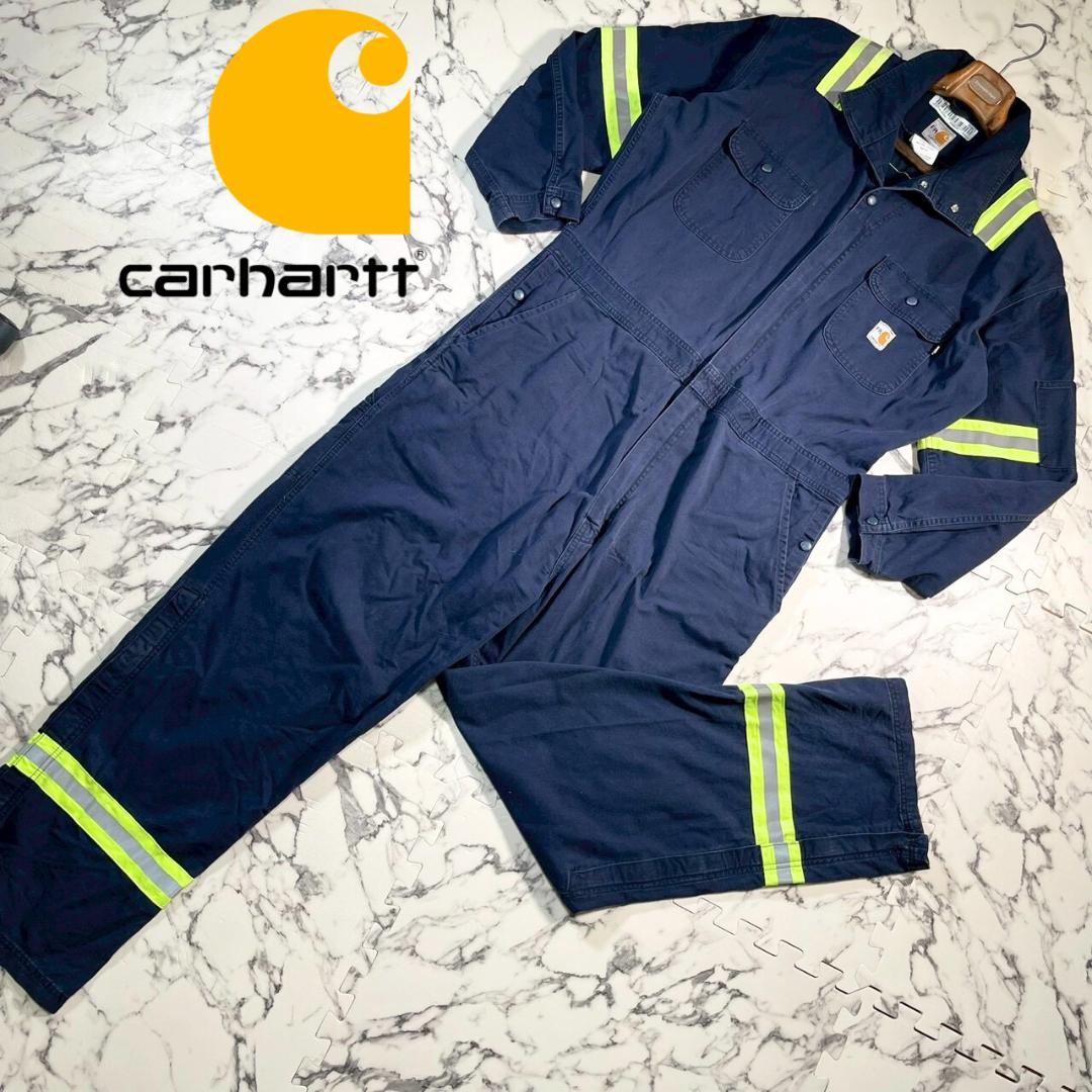 ✨10s✨(XL) カーハート リフレクター付き オールインワン つなぎ 紺 大きいサイズ オールインワン | CARHARTT (カーハート) | 大きいサイズ