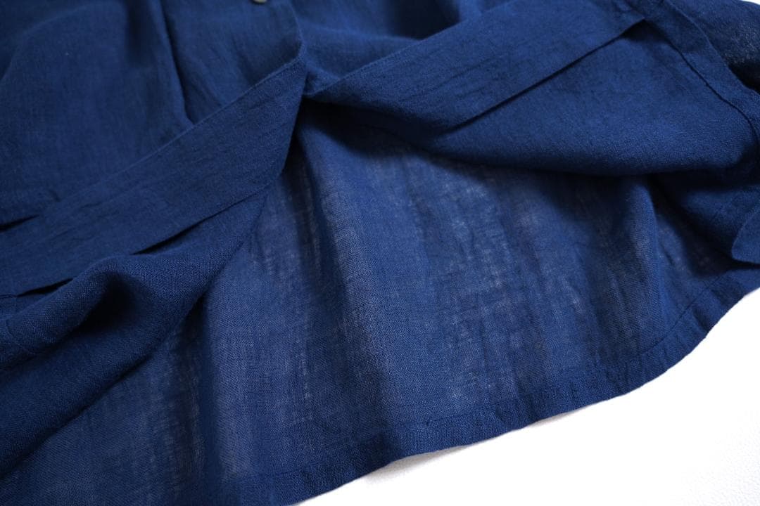 633u*美品 根々 石見銀山 群言堂 藍染 リネン シャツ ブラウス - メルカリ