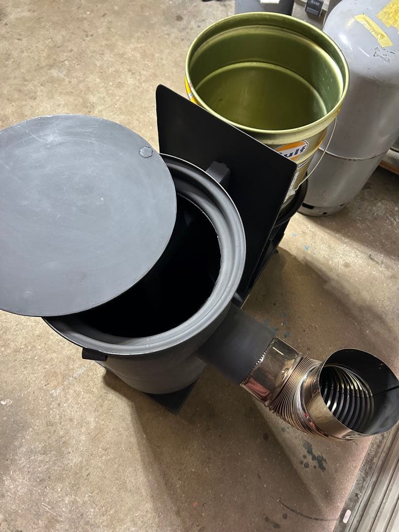 鍛冶工のプロが製作 廃油 ストーブ 送料無料 スライド蓋 キャスター