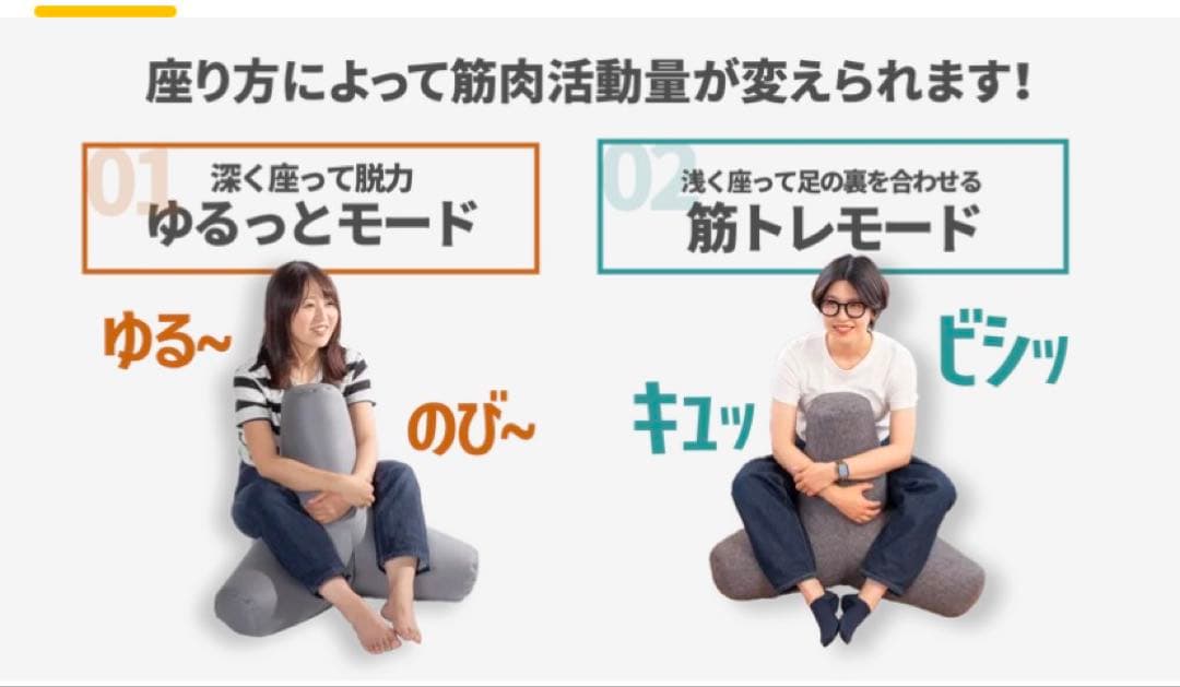 【座るだけで筋肉活動量8倍！】ゆる筋トレビーズクッション -Tetra Hug-