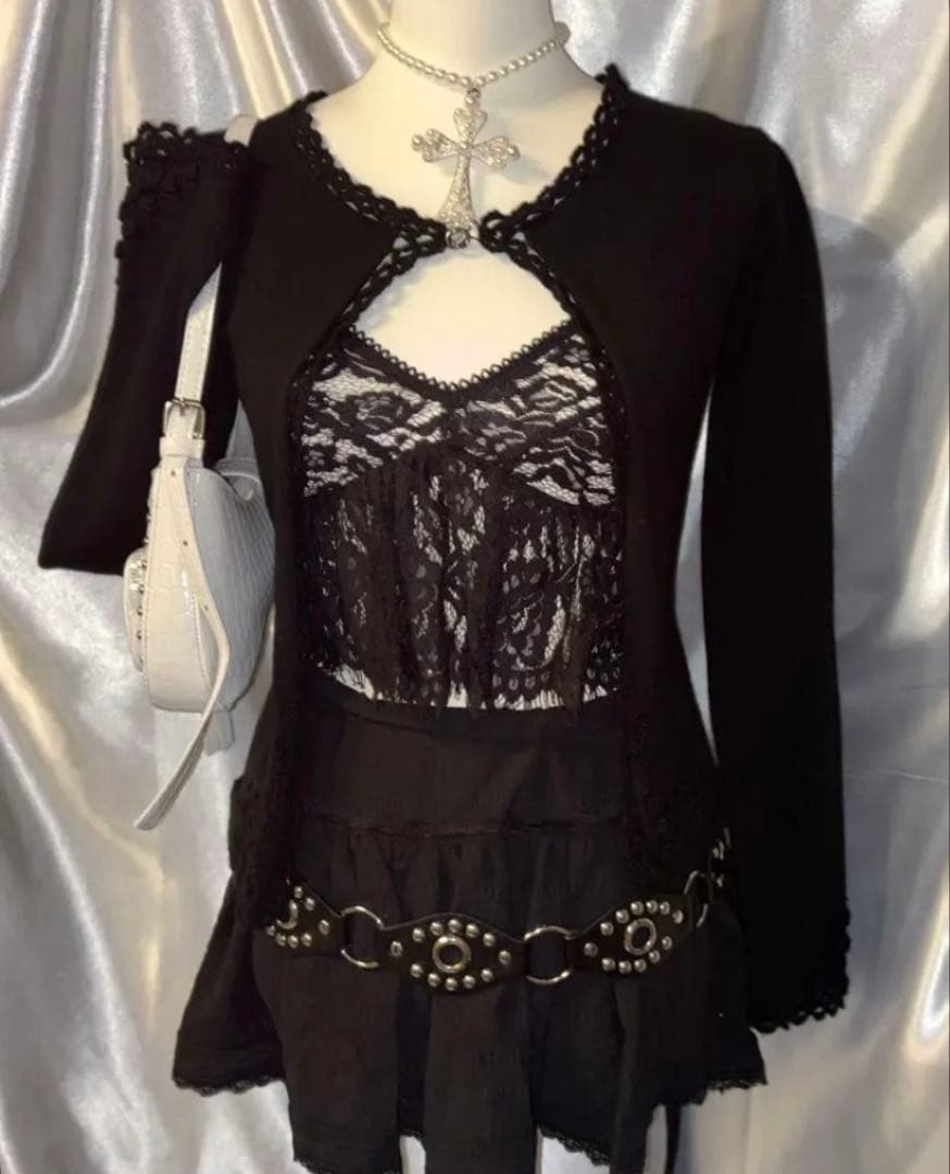 Archive ダークコア ゴスロリ y2k ウールニットカーディガン 黒 - メルカリ