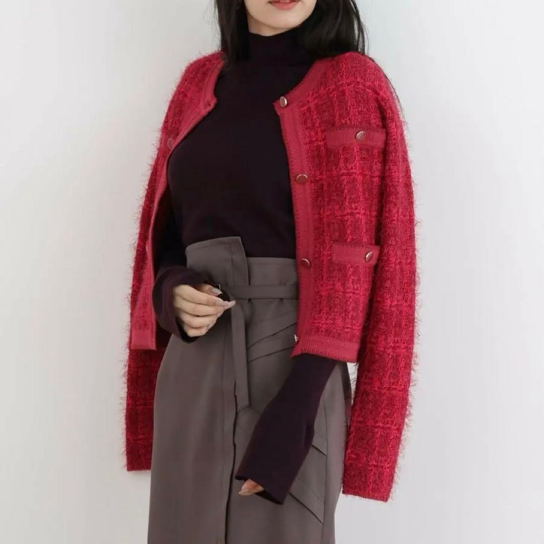 新品タグ付き 定価約4万 ピンキーアンドダイアン ツイードカーディガン