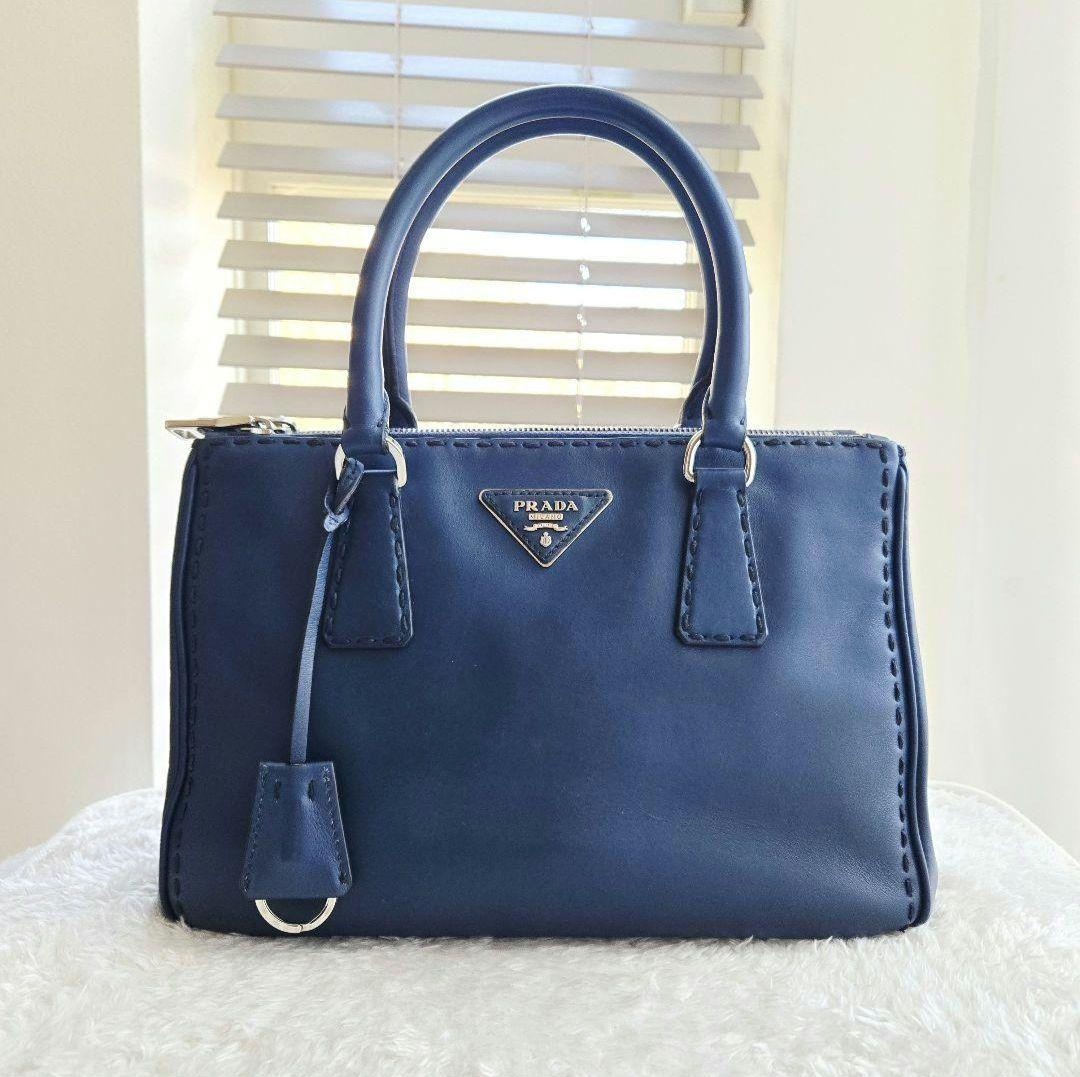 ⭐PRADA⭐ プラダ ガレリア ハンドバッグ ネイビー レザー