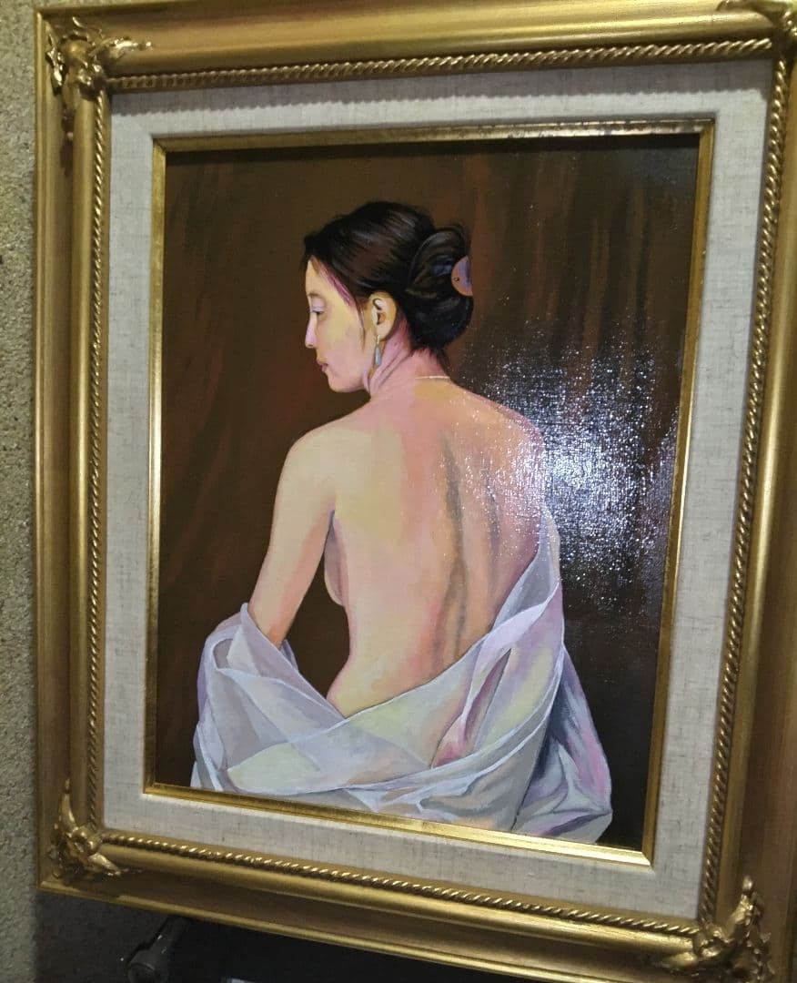 森本草介、絵画、美人画、油彩6号、裸婦、Nude.Woman新品高級額縁